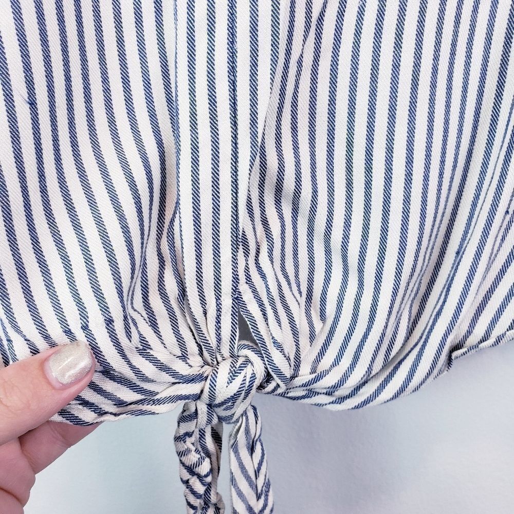 Madewell Novel Tie Front Top Striped Blue Moon - Picture 10 of 10